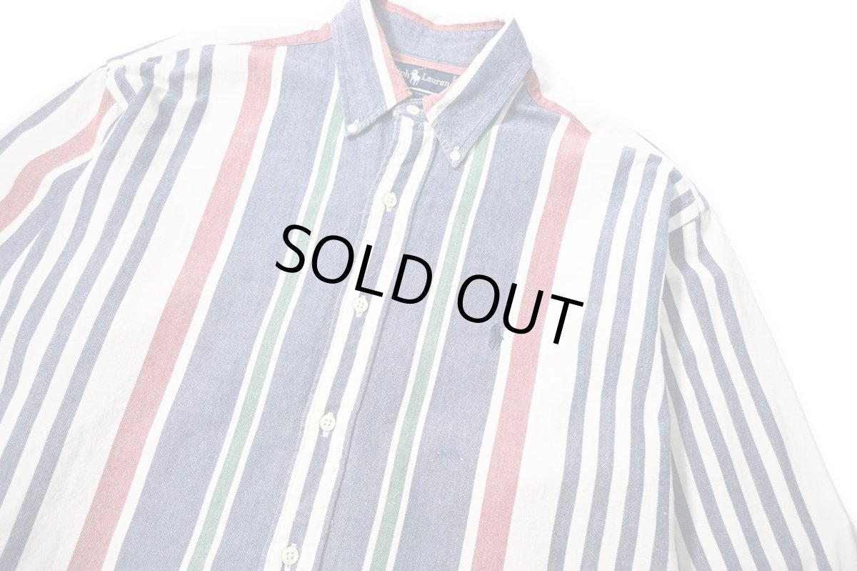 画像2: 90-00s Used Ralph Lauren Stripe B/D Shirt (2)