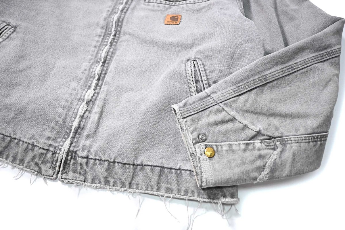 画像5: 04' Used Carhartt Blanket Lined Duck Detroit Jacket Metal Grey made in USA (5)