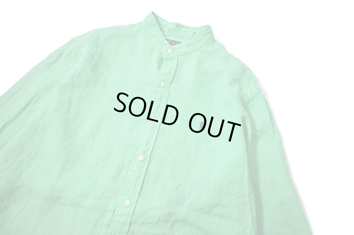 画像2: Used Polo Ralph Lauren Band Collar Linen Shirt (2)