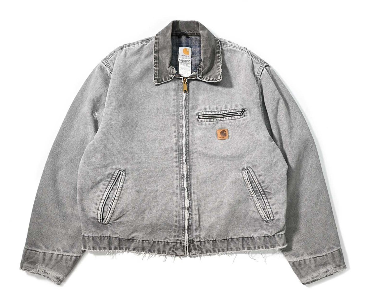 画像1: 04' Used Carhartt Blanket Lined Duck Detroit Jacket Metal Grey made in USA (1)