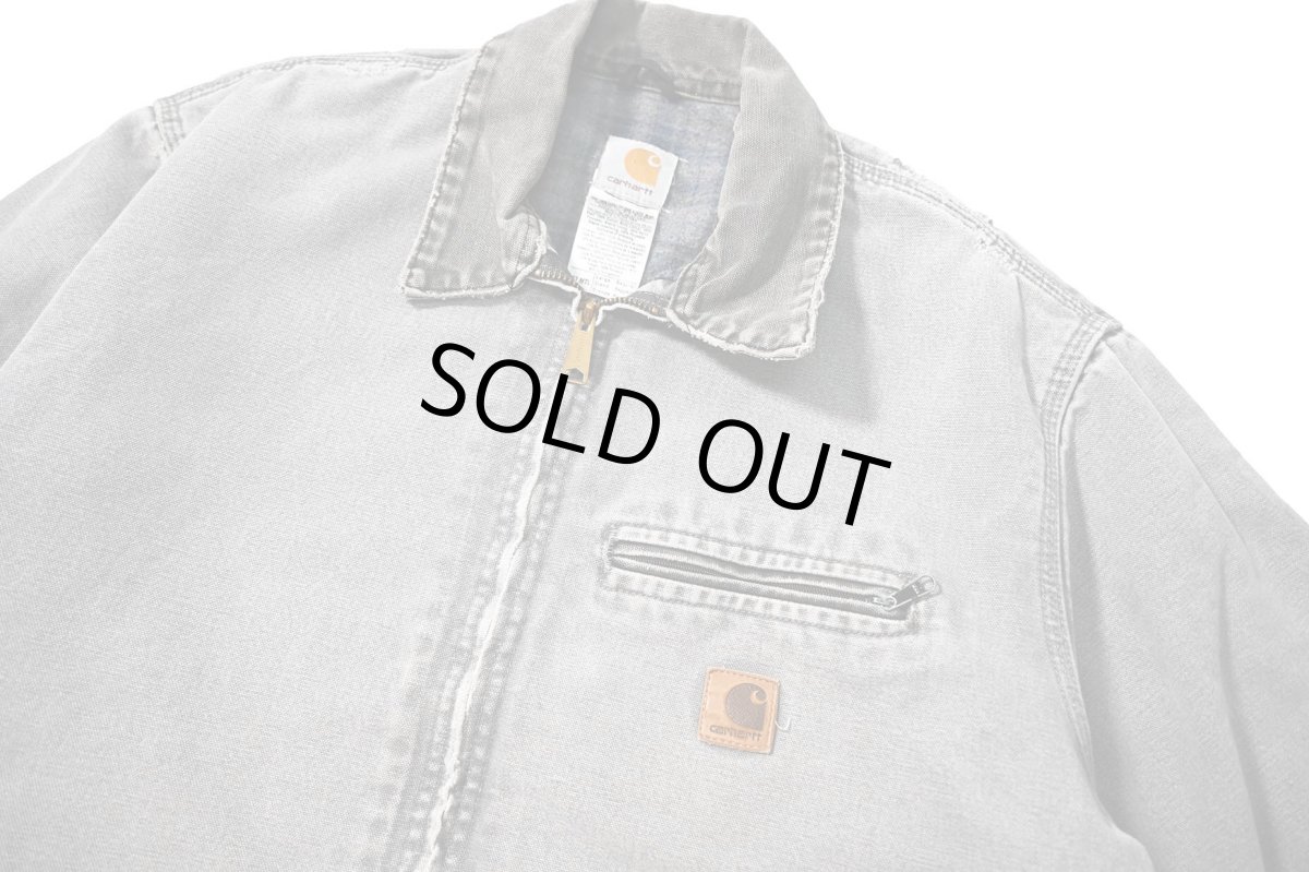 画像2: 04' Used Carhartt Blanket Lined Duck Detroit Jacket Metal Grey made in USA (2)