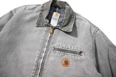 画像2: 04' Used Carhartt Blanket Lined Duck Detroit Jacket Metal Grey made in USA (2)