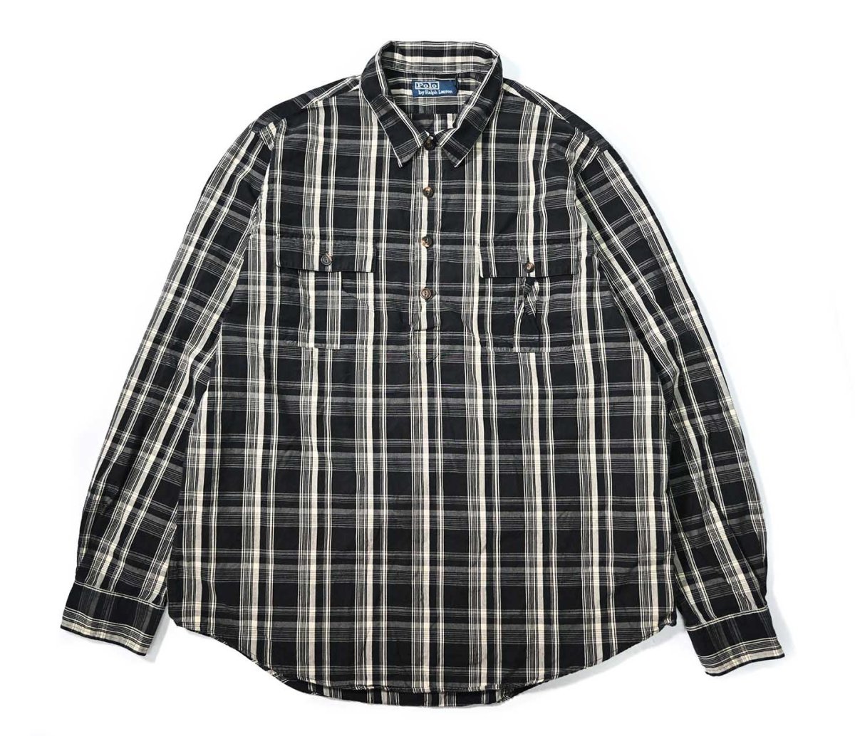 画像1: 90-00s Used Polo Ralph Lauren Pullover Plaid Shirt (1)