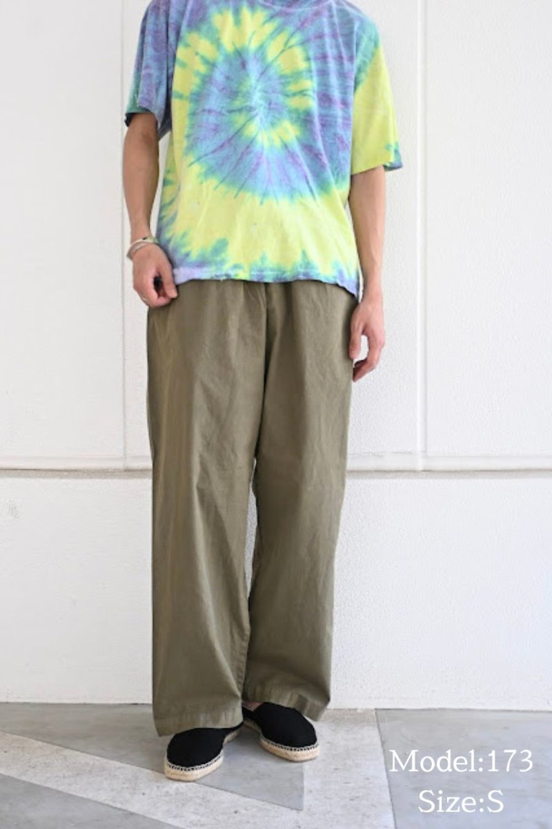 画像2: Los Angeles Apparel Cotton Poplin Wide Leg Pants Army ロサンゼルス アパレル (2)