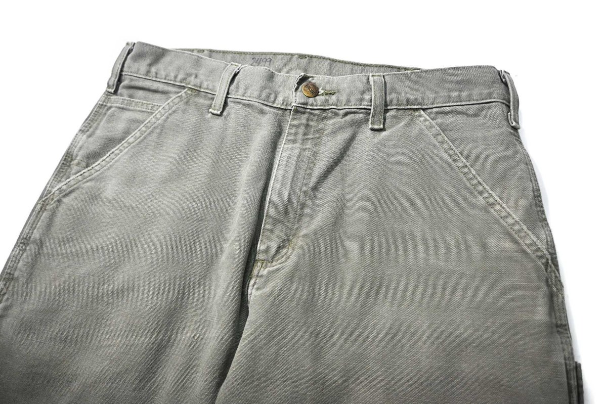 画像2: 15' Used Carhartt Duck Carpenter Pants Moss カーハート (2)