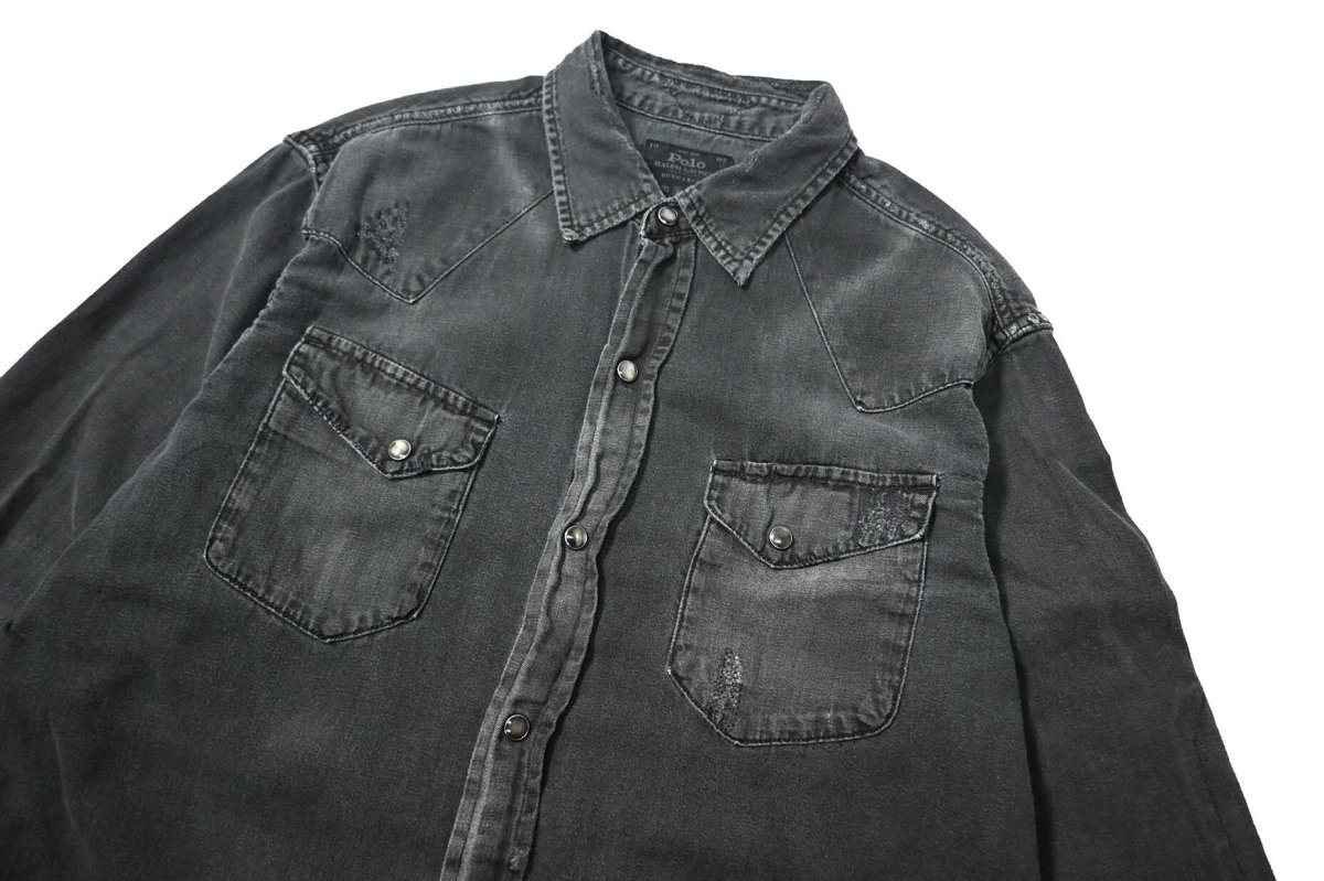 画像2: Used Polo Ralph Lauren Dungarees Cotton/Linen Western Shirt (2)