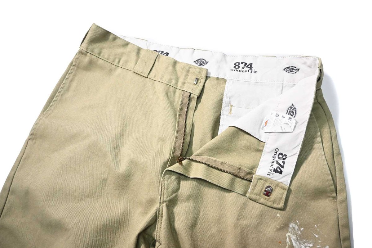 画像7: Used Dickies 874 Painted Work Pants Khaki (7)