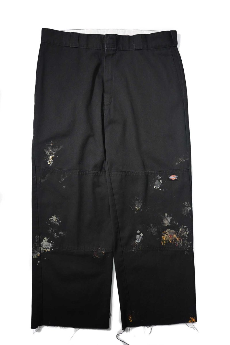 画像1: Used Dickies 85283 Double Knee Painted Work Pants Black (1)