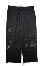 画像1: Used Dickies 85283 Double Knee Painted Work Pants Black (1)