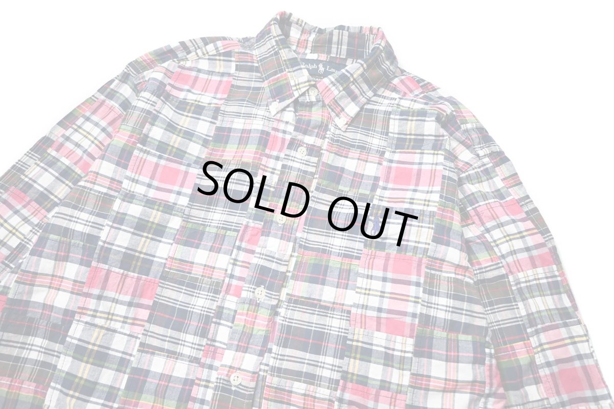 画像2: 90-00s Used Ralph Lauren Patchwork B/D Shirt "Classic Fit" (2)