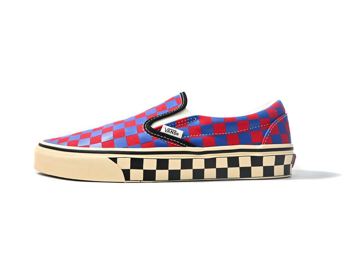 画像1: VANS Classic Slip-On Checkerboard Red/Blue バンズ　 (1)