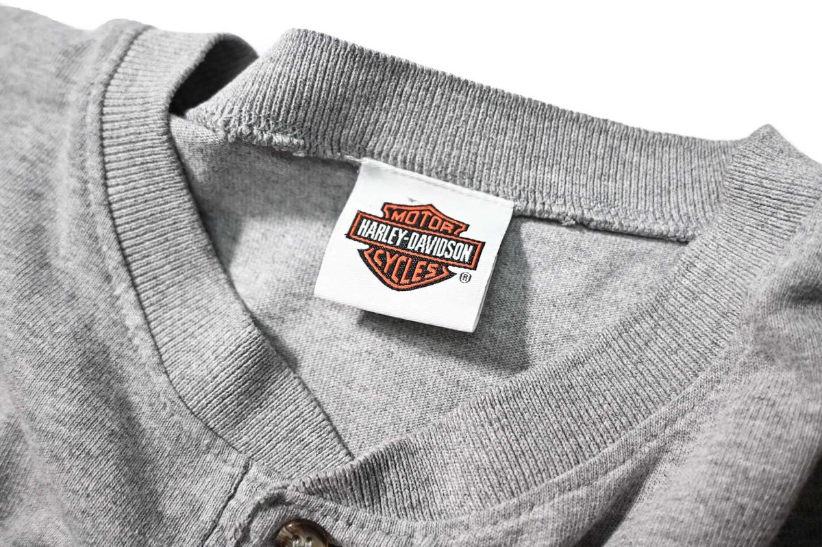 画像4: 00s Used Harley-Davidson L/S Print Henley Tee (4)