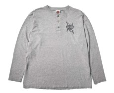 画像1: 00s Used Harley-Davidson L/S Print Henley Tee (1)