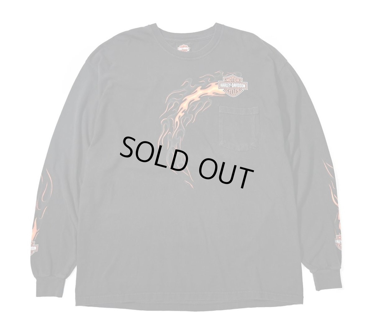 画像1: 00s Used Harley-Davidson L/S Print Pocket Tee made in USA (1)