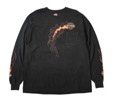 画像1: 00s Used Harley-Davidson L/S Print Pocket Tee made in USA (1)