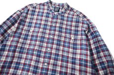 画像2: 90s Used Gap Band Collar Flannel Shirt (2)