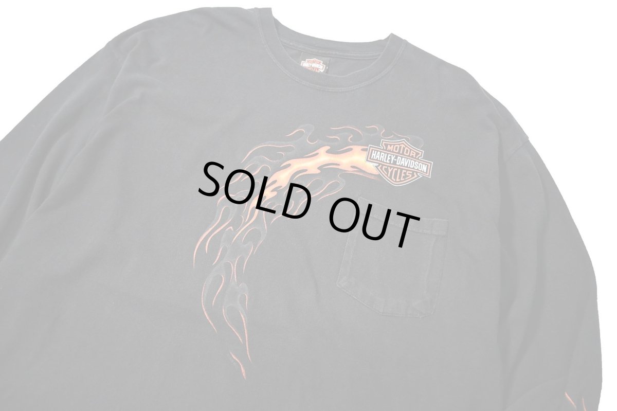 画像2: 00s Used Harley-Davidson L/S Print Pocket Tee made in USA (2)