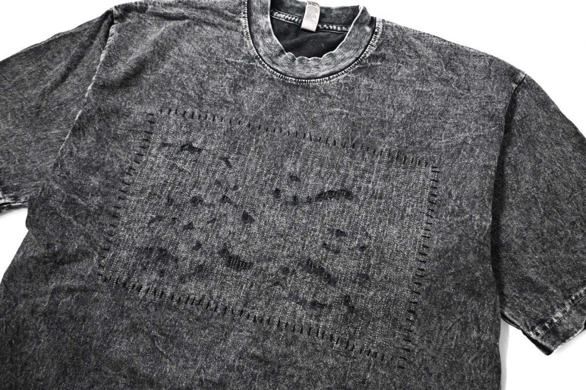 画像2: Los Angeles Apparel Mineral Wash Damaged S/S Tee Black (2)