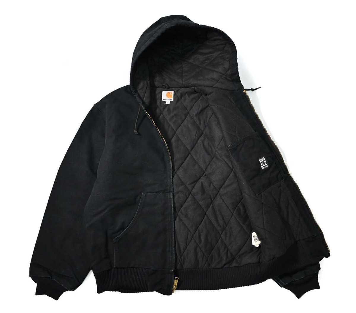 画像4: 14' Used Carhartt Quilted Flannel Lined Active Jacket Black made in USA (4)