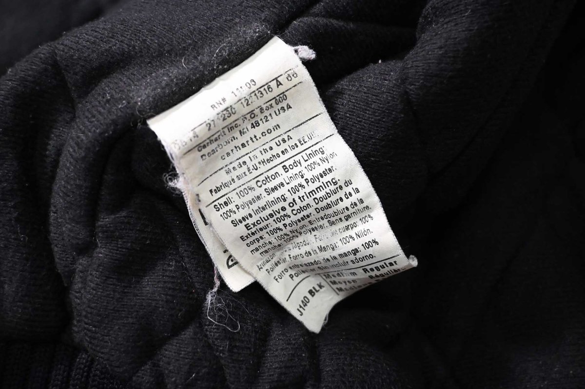 画像7: 14' Used Carhartt Quilted Flannel Lined Active Jacket Black made in USA (7)