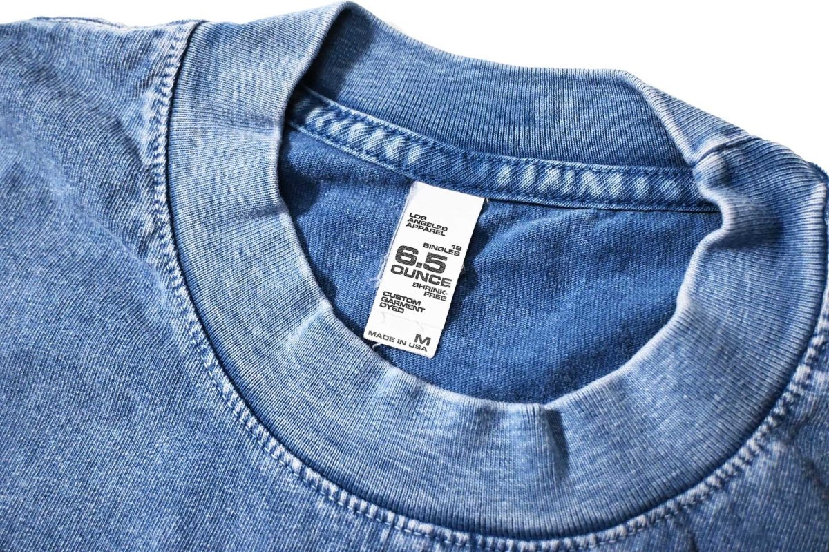 画像3: Los Angeles Apparel Mineral Wash Damaged S/S Tee Indigo (3)