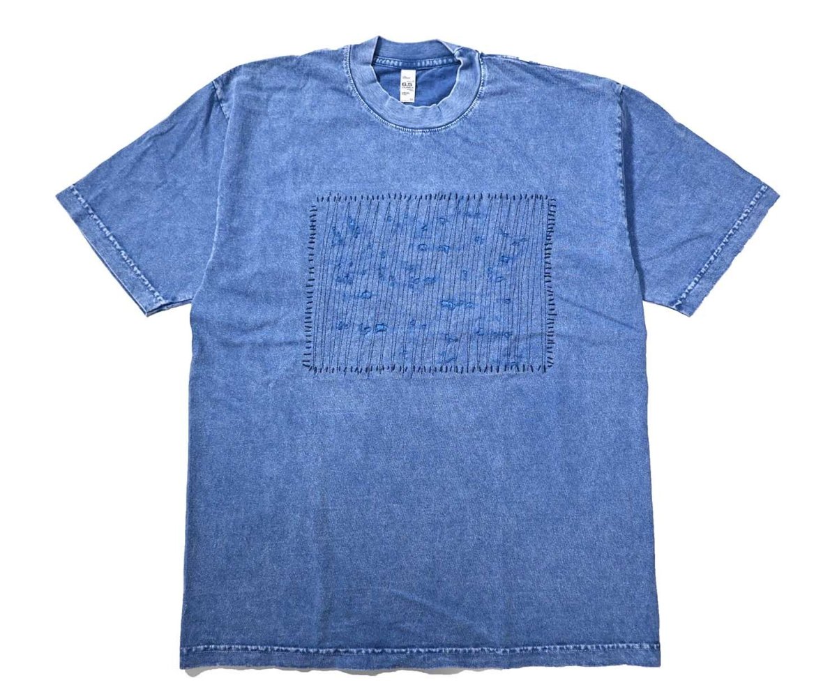 画像1: Los Angeles Apparel Mineral Wash Damaged S/S Tee Indigo (1)