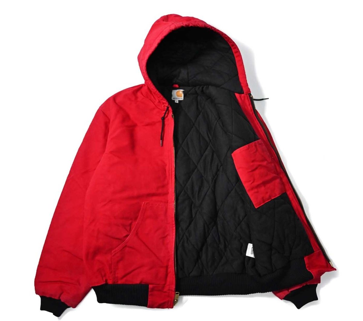 画像5: 13' Used Carhartt Quilted Flannel Lined Active Jacket Red made in USA (5)