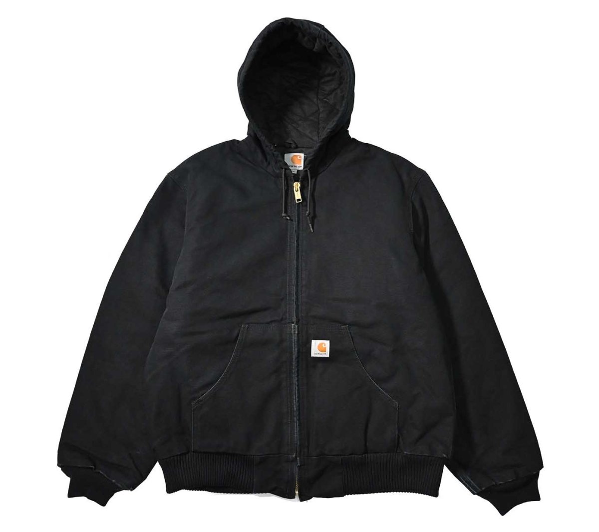 画像1: 14' Used Carhartt Quilted Flannel Lined Active Jacket Black made in USA (1)