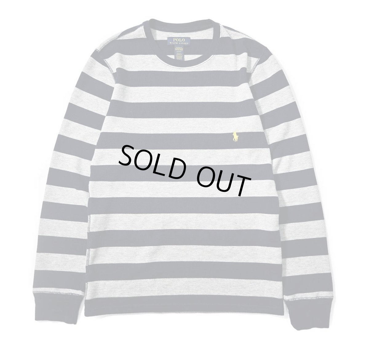 画像1: Used Polo Ralph Lauren L/S Border Thermal Grey/Navy (1)