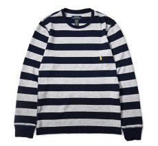 画像1: Used Polo Ralph Lauren L/S Border Thermal Grey/Navy (1)
