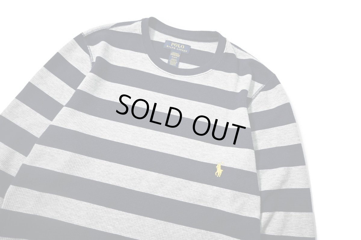 画像2: Used Polo Ralph Lauren L/S Border Thermal Grey/Navy (2)