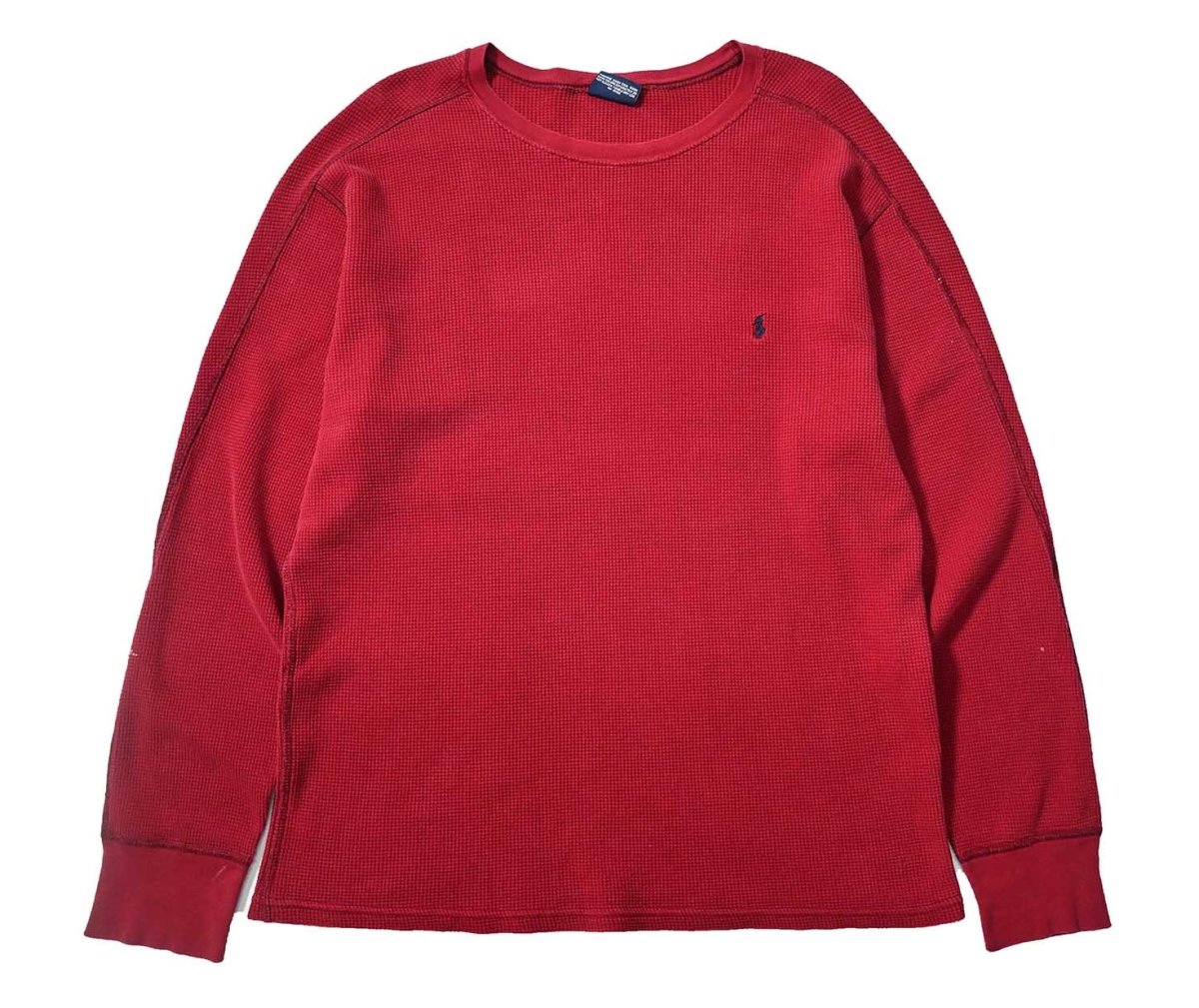 画像1: Used Polo Ralph Lauren L/S Thermal Burgundy (1)