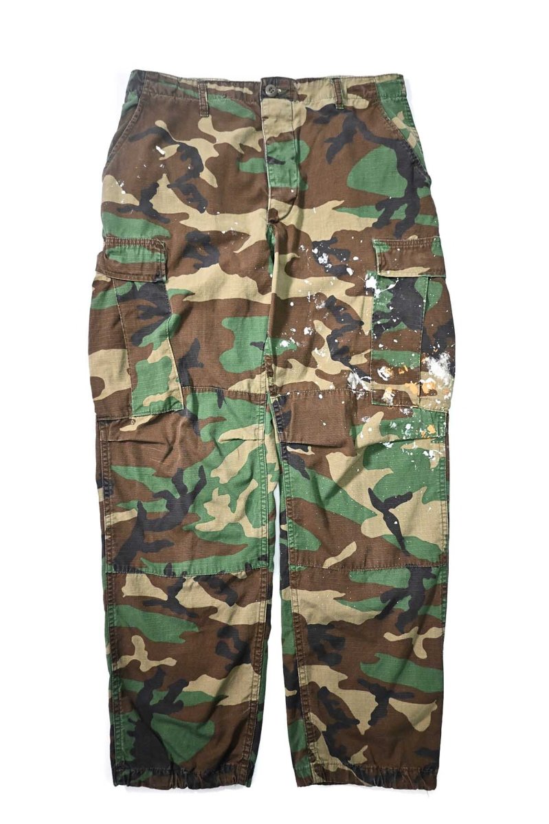画像1: 85' Used Us Military Painted Ripstop Combat Trouser Woodland Camo (1)