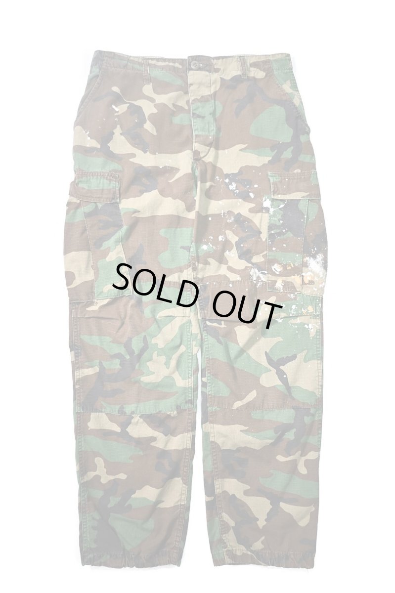 画像1: 85' Used Us Military Painted Ripstop Combat Trouser Woodland Camo (1)