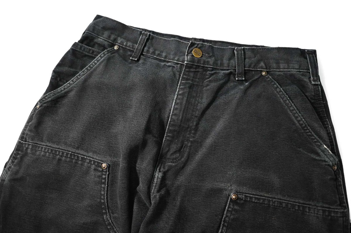 画像2: 19' Used Carhartt Duck Double Knee Carpenter Pants Black カーハート (2)