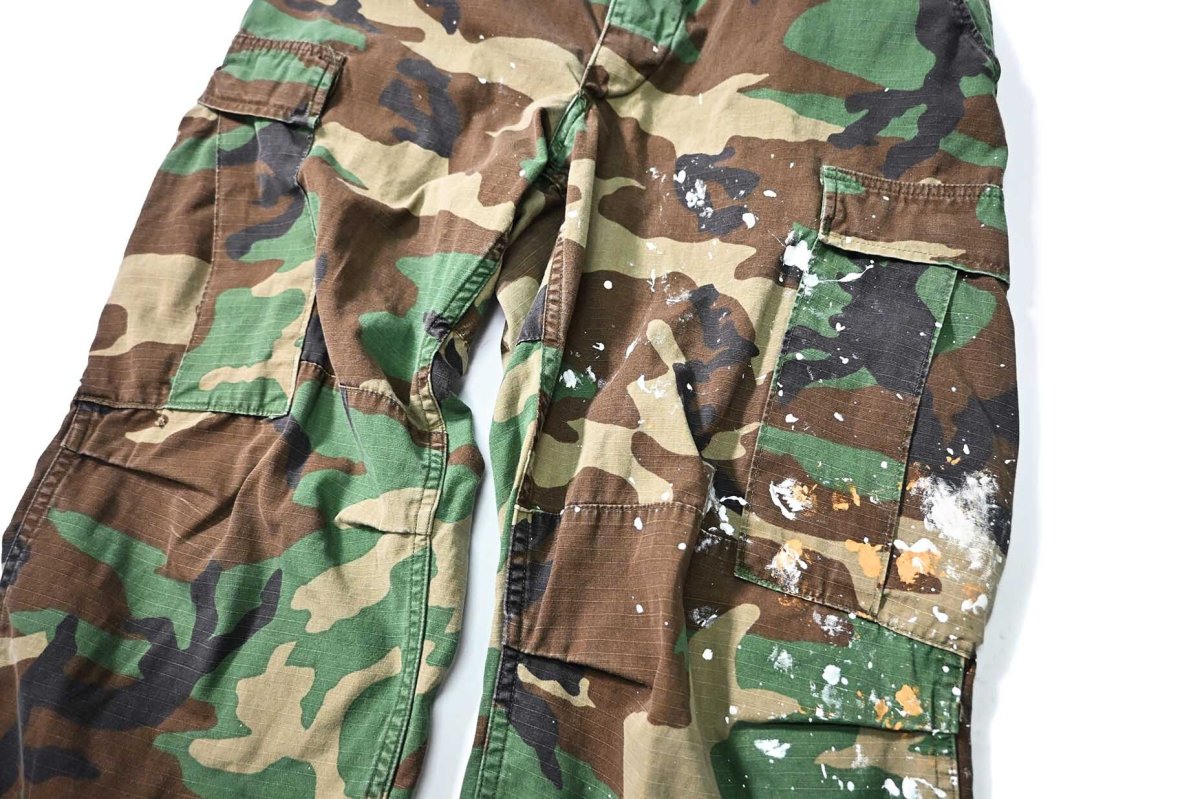 画像4: 85' Used Us Military Painted Ripstop Combat Trouser Woodland Camo (4)