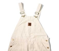 画像1: 02' Deadstock Carhartt Double Knee Washed Drill Bib Overall Natural made in USA (1)