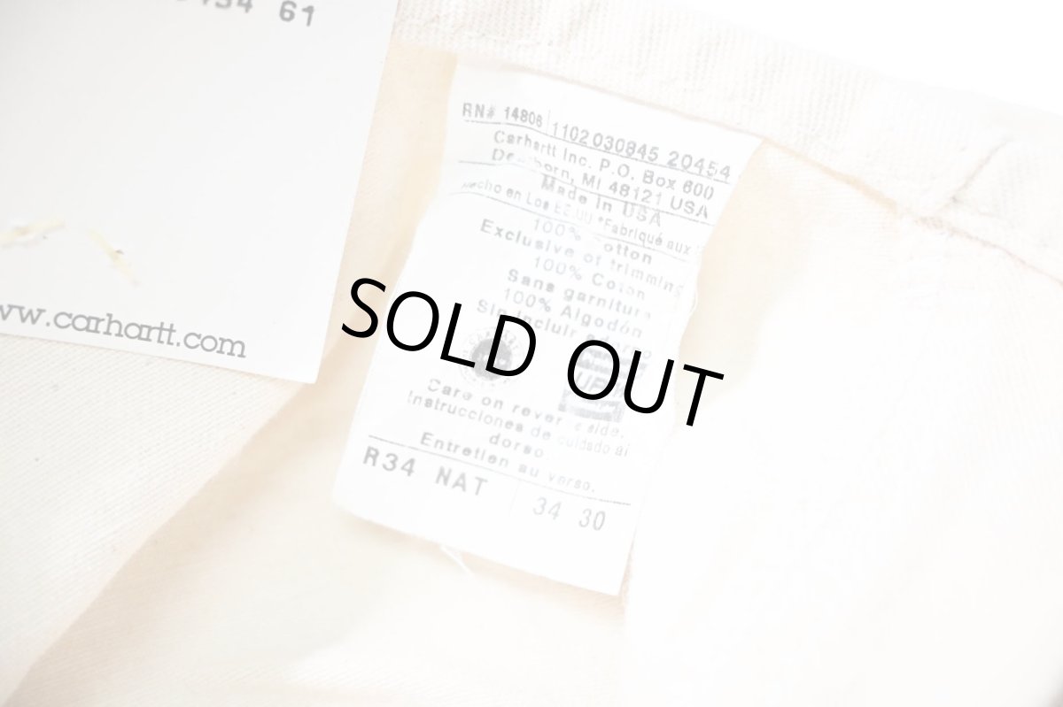 画像8: 02' Deadstock Carhartt Double Knee Washed Drill Bib Overall Natural made in USA (8)
