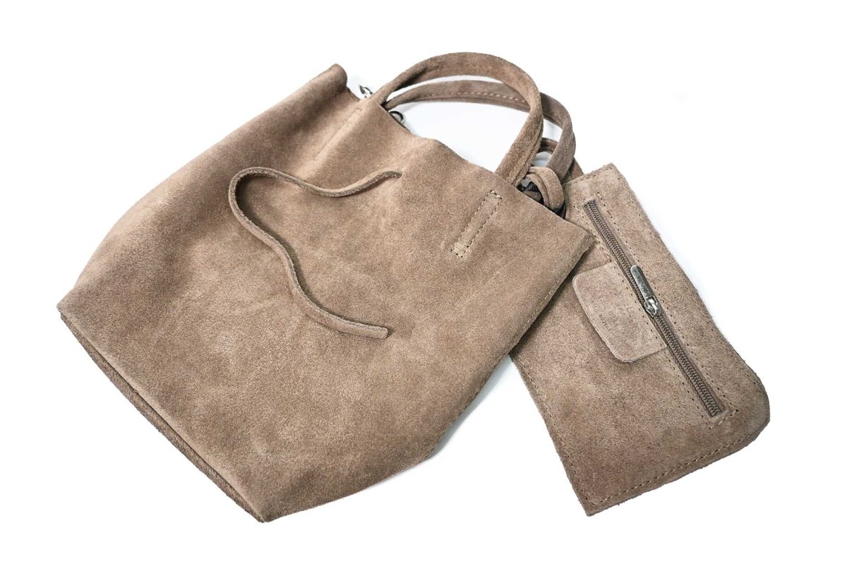 画像2: MARLON FIRENZE Calf Leather Mini Shopper Bag Taupe Suede (2)