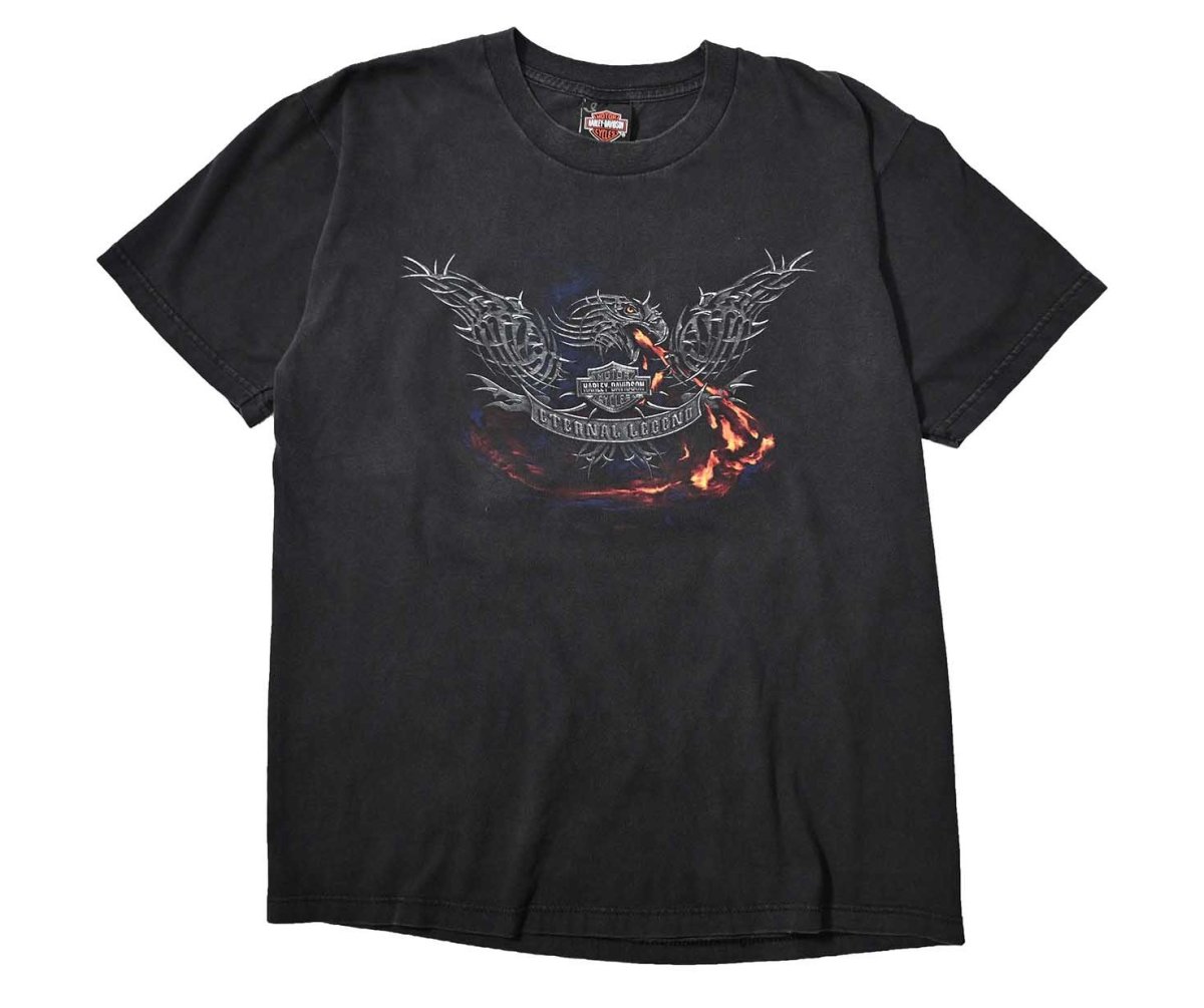 画像1: 00s Used Harley-Davidson Print Tee made in USA (1)