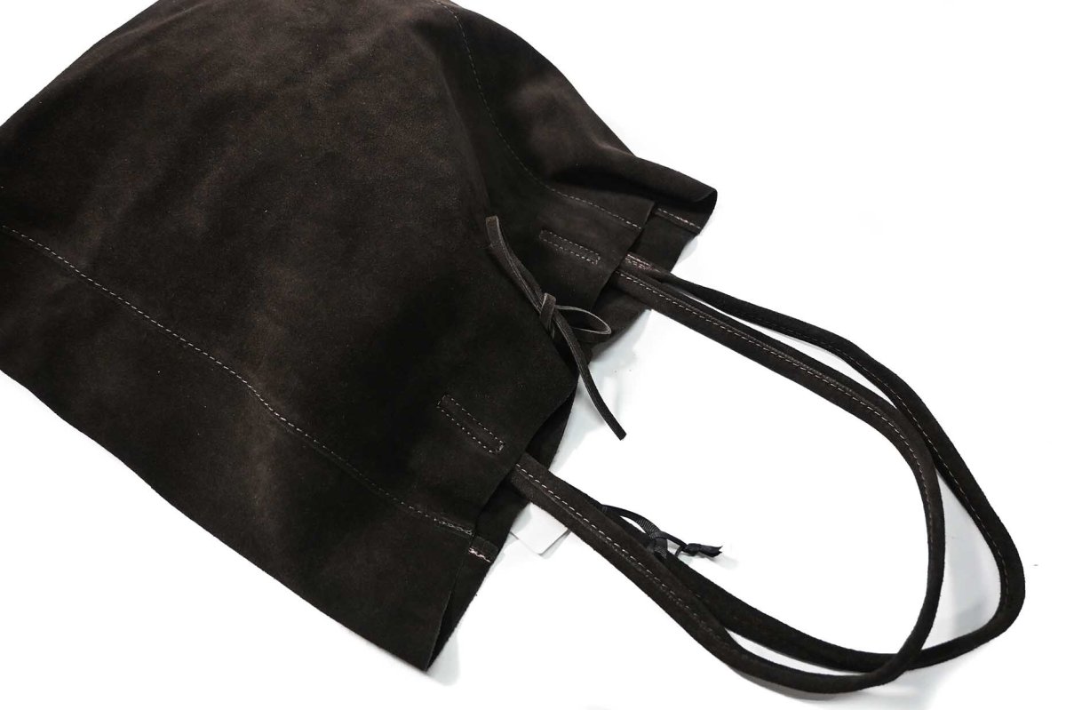 画像2: MARLON FIRENZE Calf Leather Shopper Bag Cioccolato Suede (2)