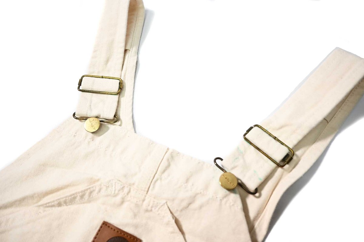 画像3: 02' Deadstock Carhartt Double Knee Washed Drill Bib Overall Natural made in USA (3)