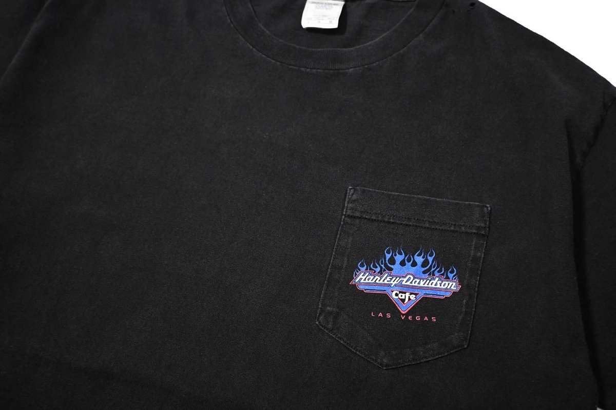 画像2: 00s Harley-Davidson Cafe Print Pocket Tee (2)