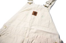 画像2: 02' Deadstock Carhartt Double Knee Washed Drill Bib Overall Natural made in USA (2)