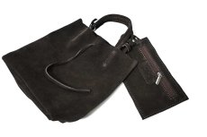 画像2: MARLON FIRENZE Calf Leather Mini Shopper Bag Cioccolato Suede (2)
