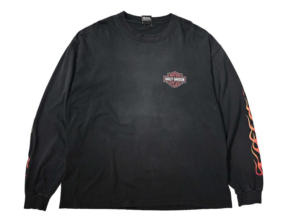 画像1: 00s Used Harley-Davidson L/S Print Tee (1)