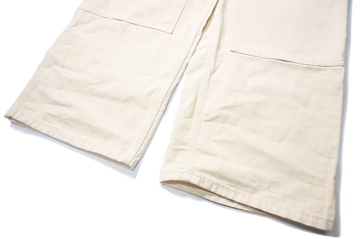 画像4: 02' Deadstock Carhartt Double Knee Washed Drill Bib Overall Natural made in USA (4)