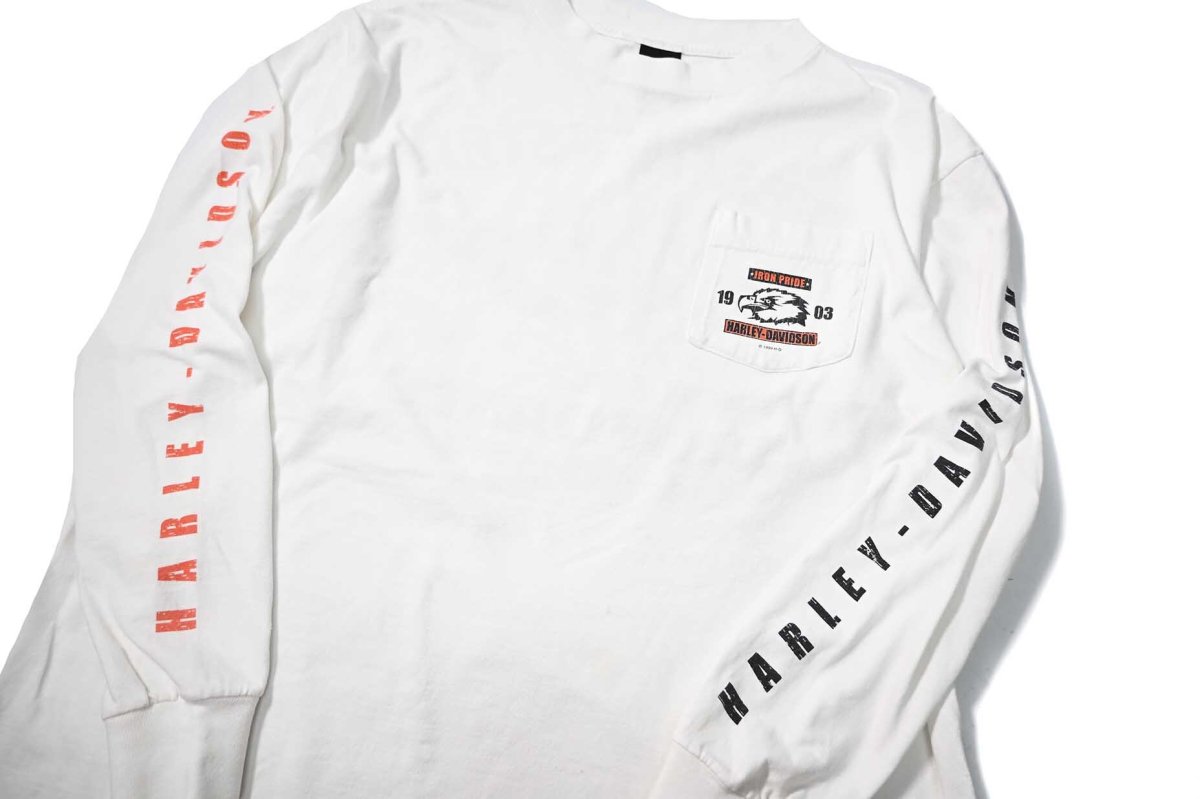 画像2: 90s Used Harley-Davidson L/S Print Pocket Tee made in USA (2)