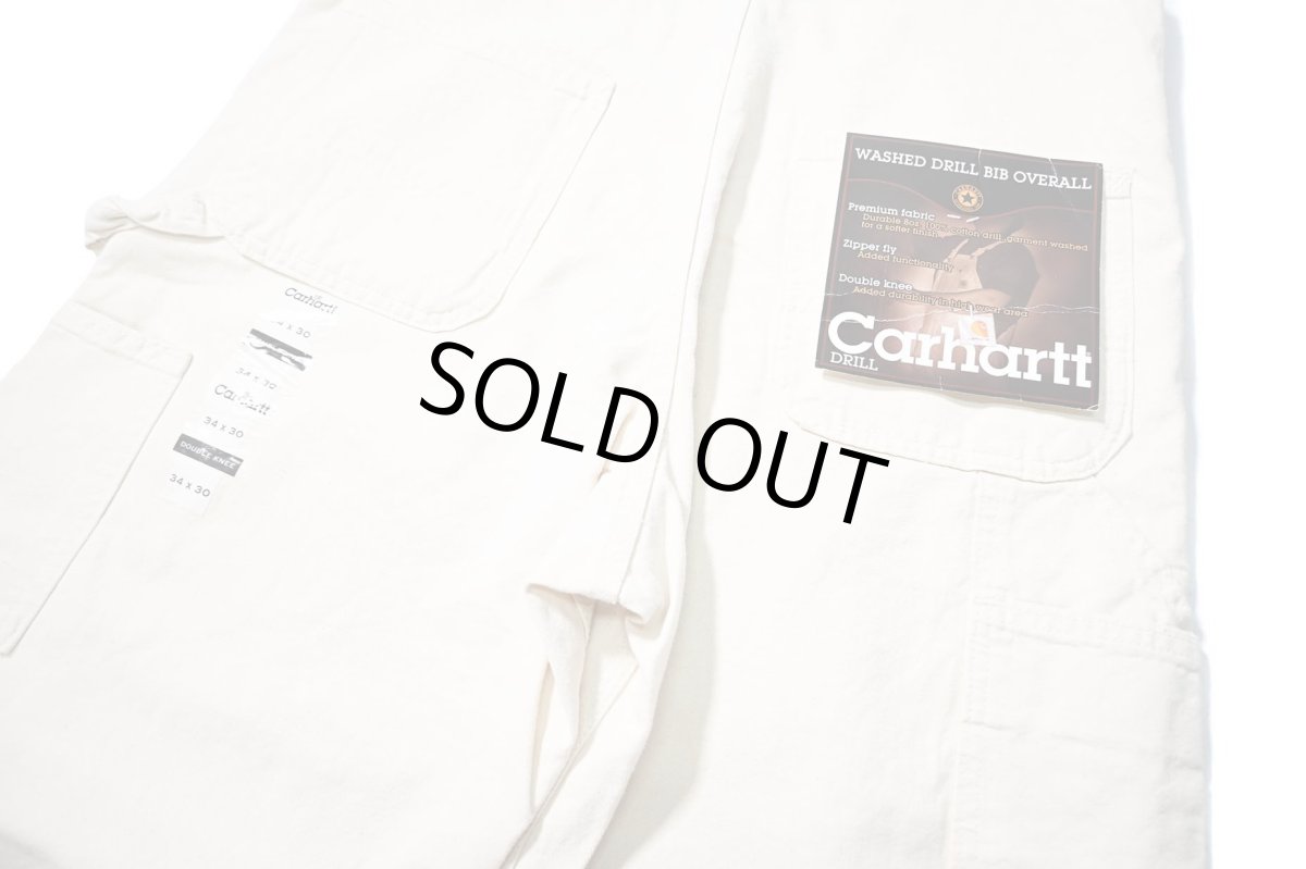 画像6: 02' Deadstock Carhartt Double Knee Washed Drill Bib Overall Natural made in USA (6)