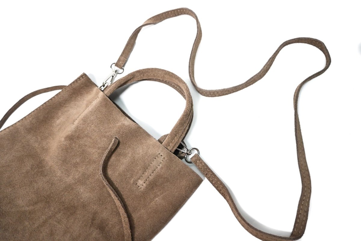 画像3: MARLON FIRENZE Calf Leather Mini Shopper Bag Taupe Suede (3)